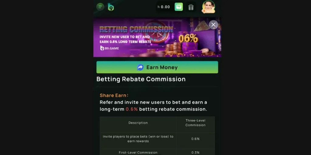 B 9 Game Refer and Earn
