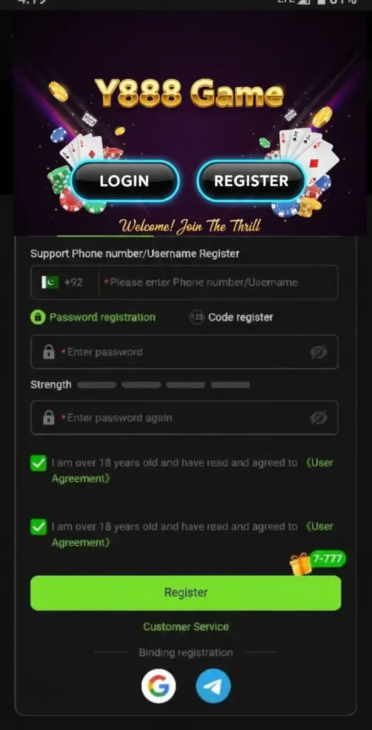 Y888 Game Login proses