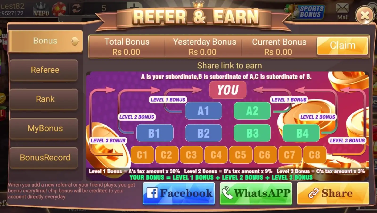 3Patti blue Game Download Apk offers referral income